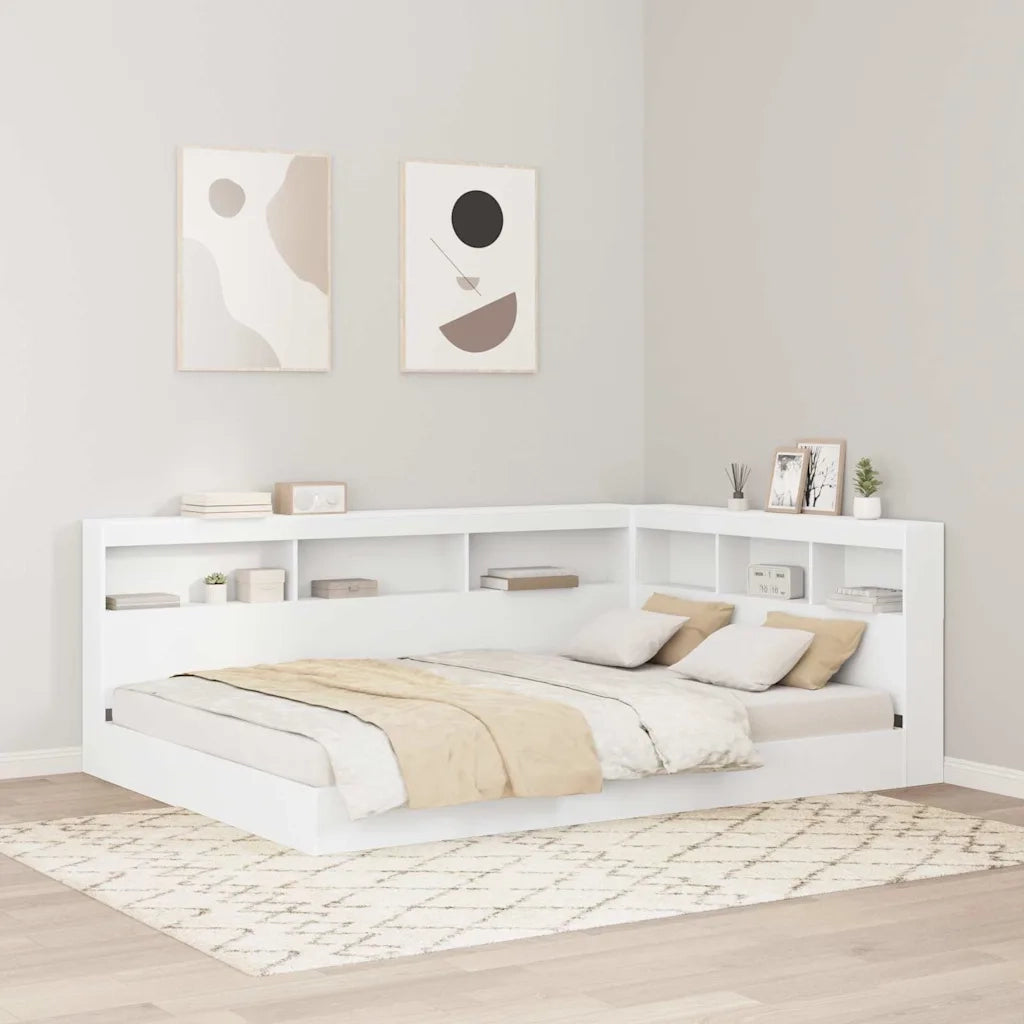 Letto Libreria Bianco 135 x 190 cm Legno multistrato