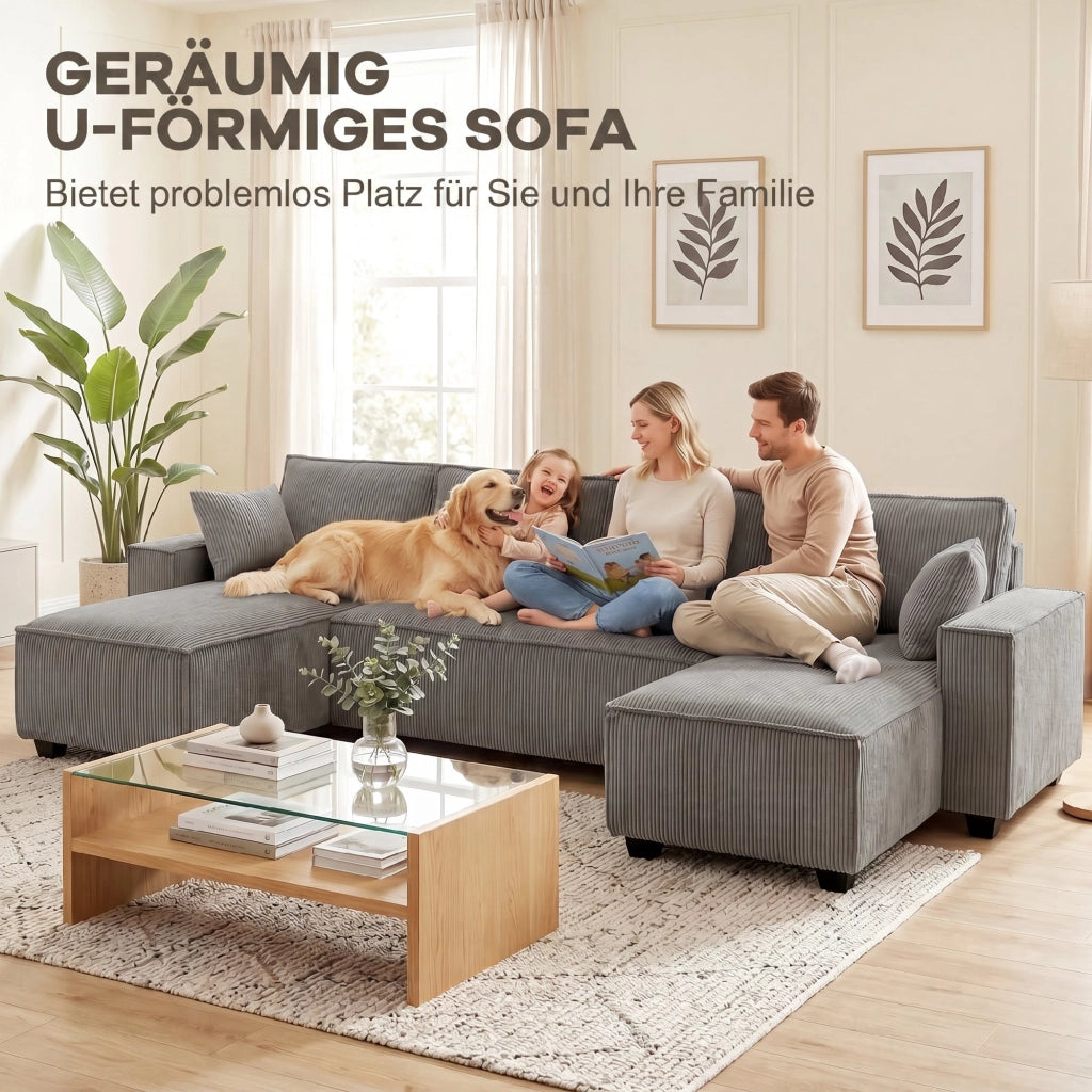 Divano angolare con chaise longue ¨C Zephmum ¨C Tessuto grigio chiaro 270x220x90