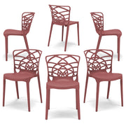 Set 6 sedie in polipropilene ARMONIA, impilabile, resistente ai raggi UV, design moderno, ideale per sala da pranzo, cucina, sala d’attesa, bar, ristoranti o giardino, colore Mattone