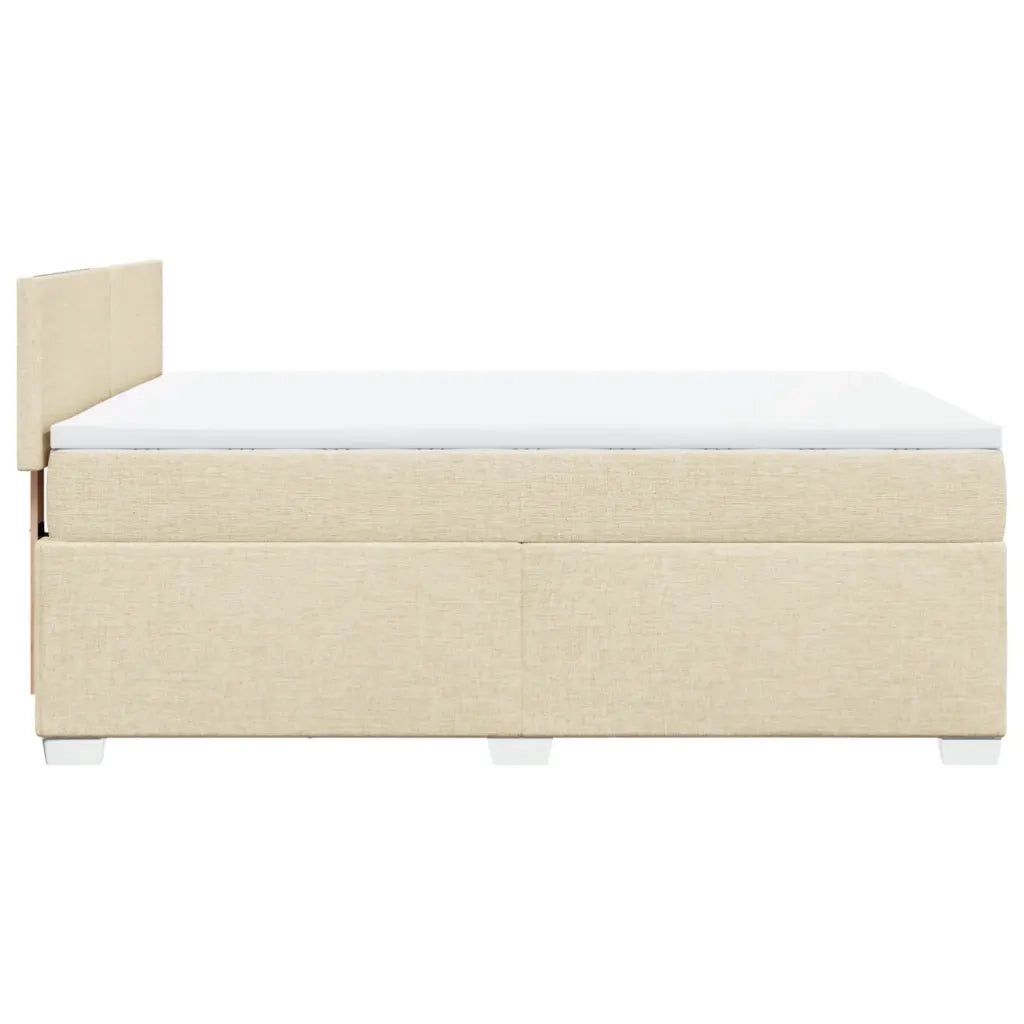 vidaXL Giroletto a Molle con Materasso Crema 160x200 cm in Tessuto