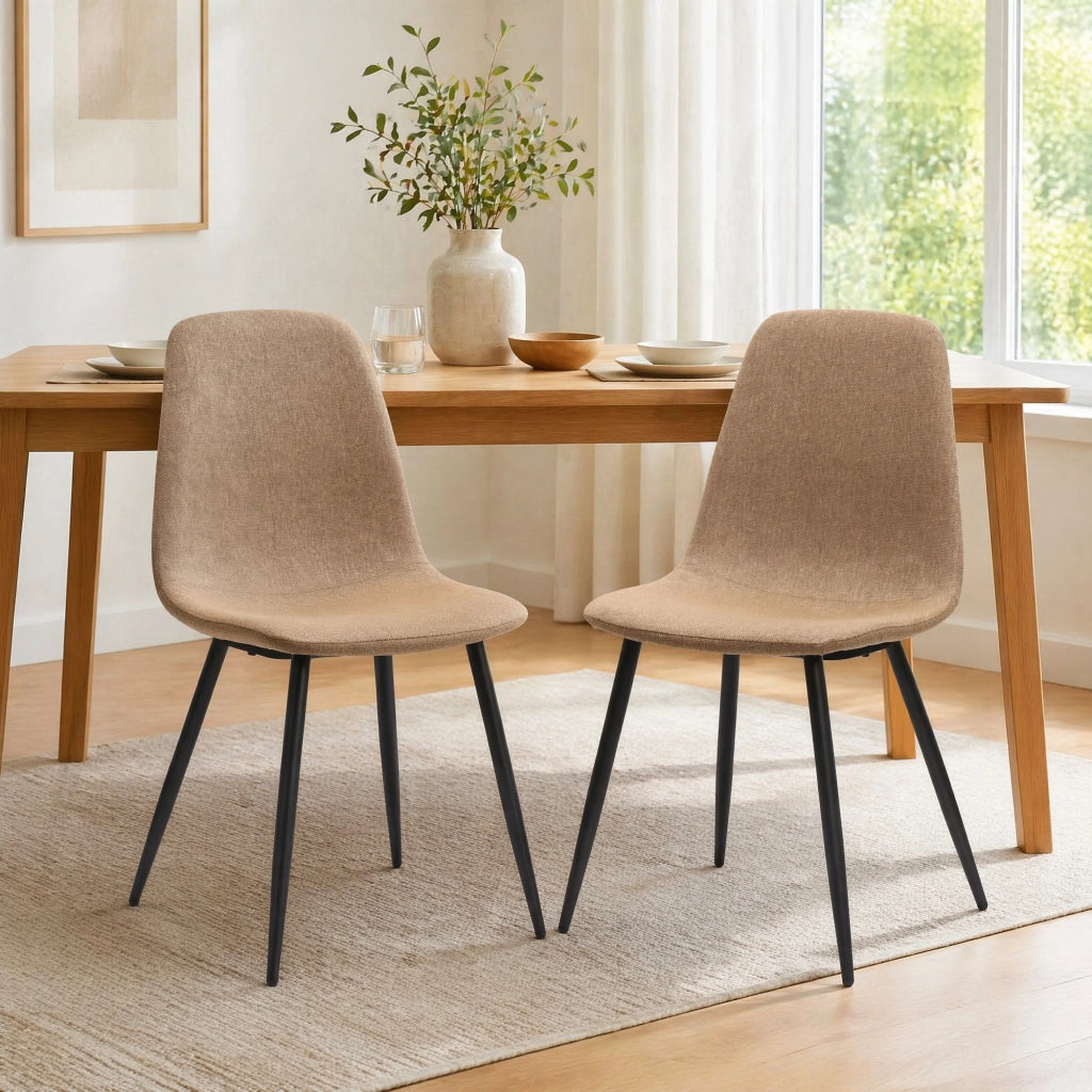 Set di 2 sedie da pranzo minimaliste in tessuto e metallo