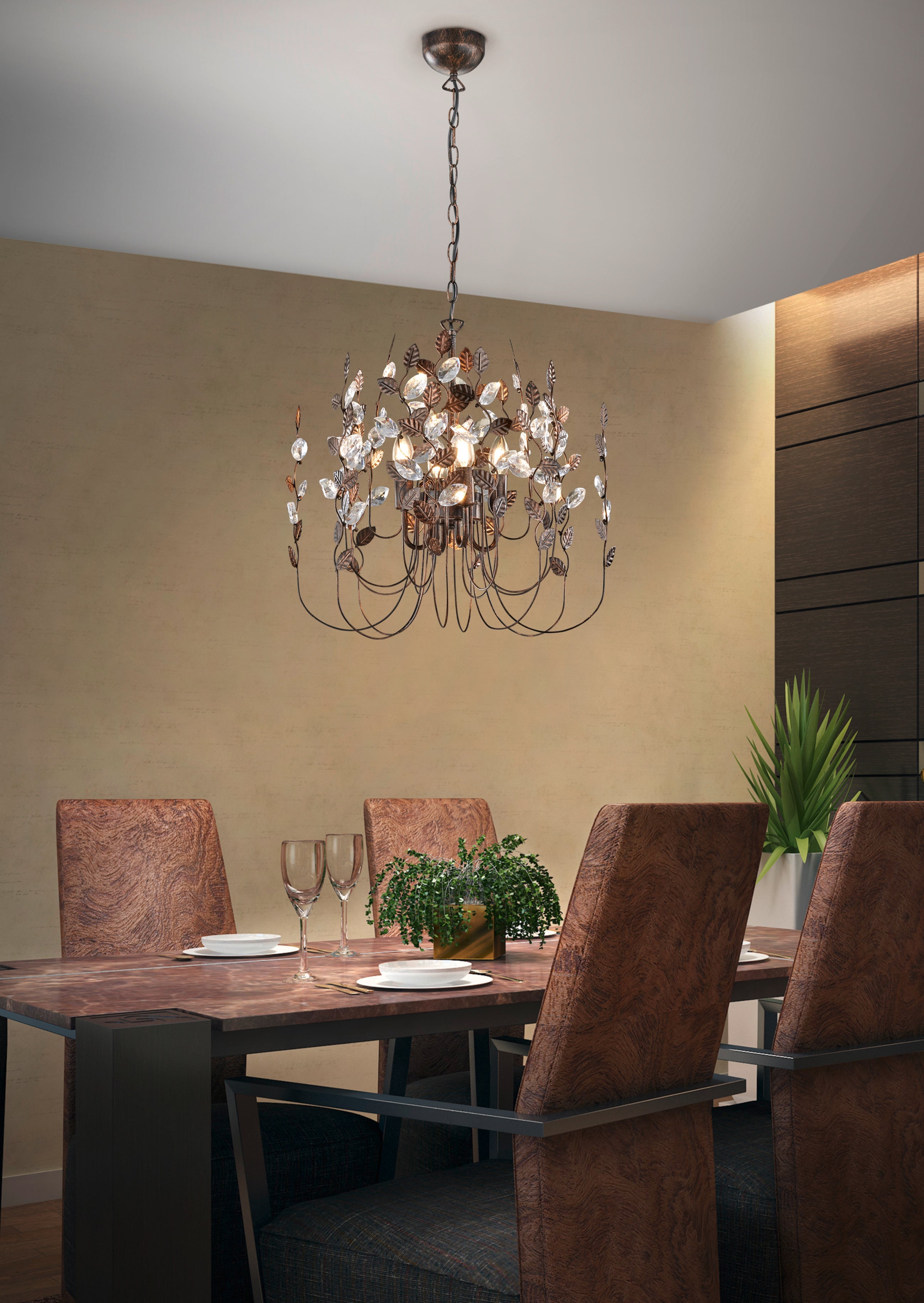 Lampadario da Interno  E14 in Metallo Ruggine Anticato