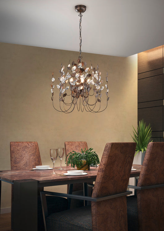 Lampadario da Interno  E14 in Metallo Ruggine Anticato