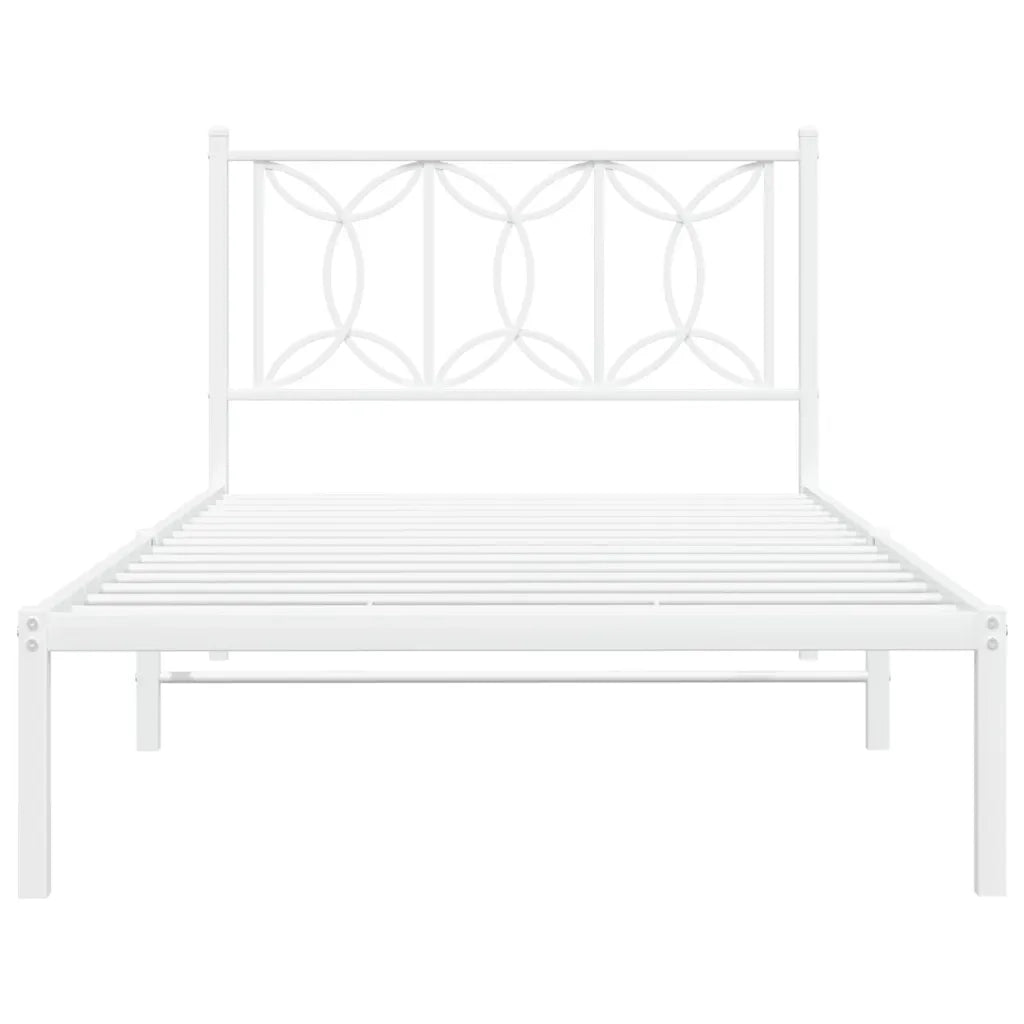 Giroletto con Testiera Metallo Bianco 100x190 cm