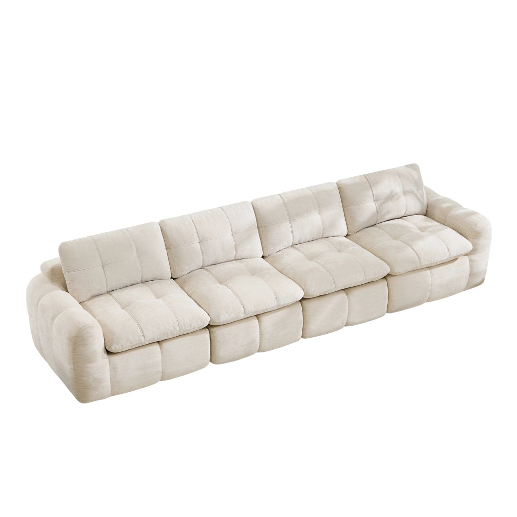 Divano modulare 4 posti - con seduta ampia e schienale ergonomico - in chenille beige