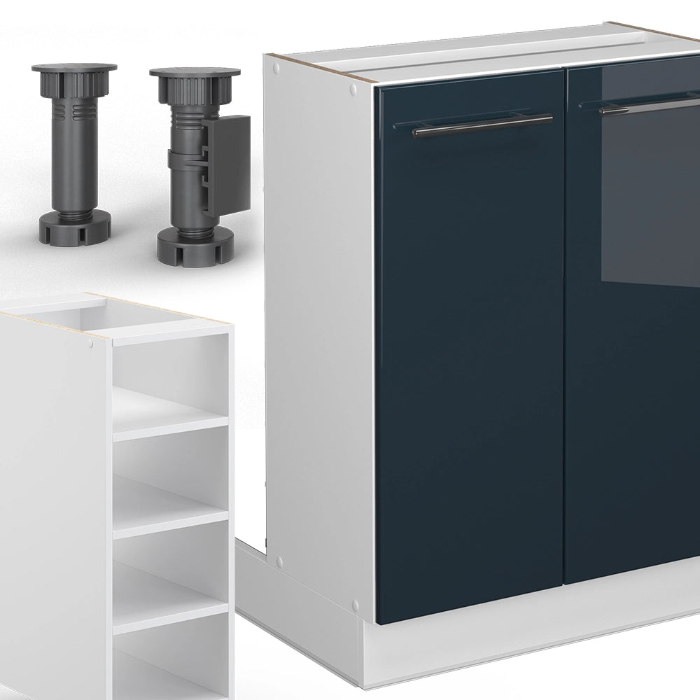 Isola da cucina Fame-Line Blu scuro lucido/Bianco 90 cm senza piano di lavoro Vicco