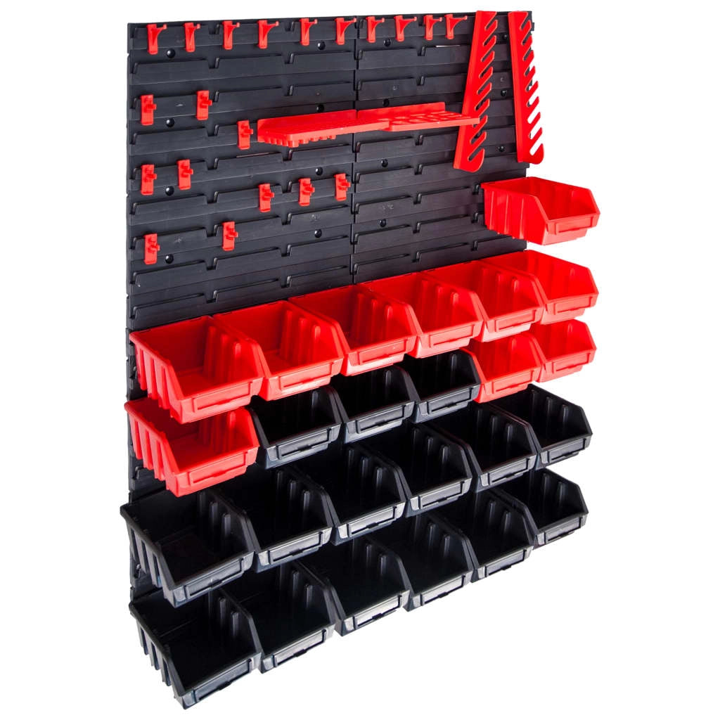 Kit contenitore portaoggetti e pannello da parete da 29 pezzi rosso e nero 02_0003847