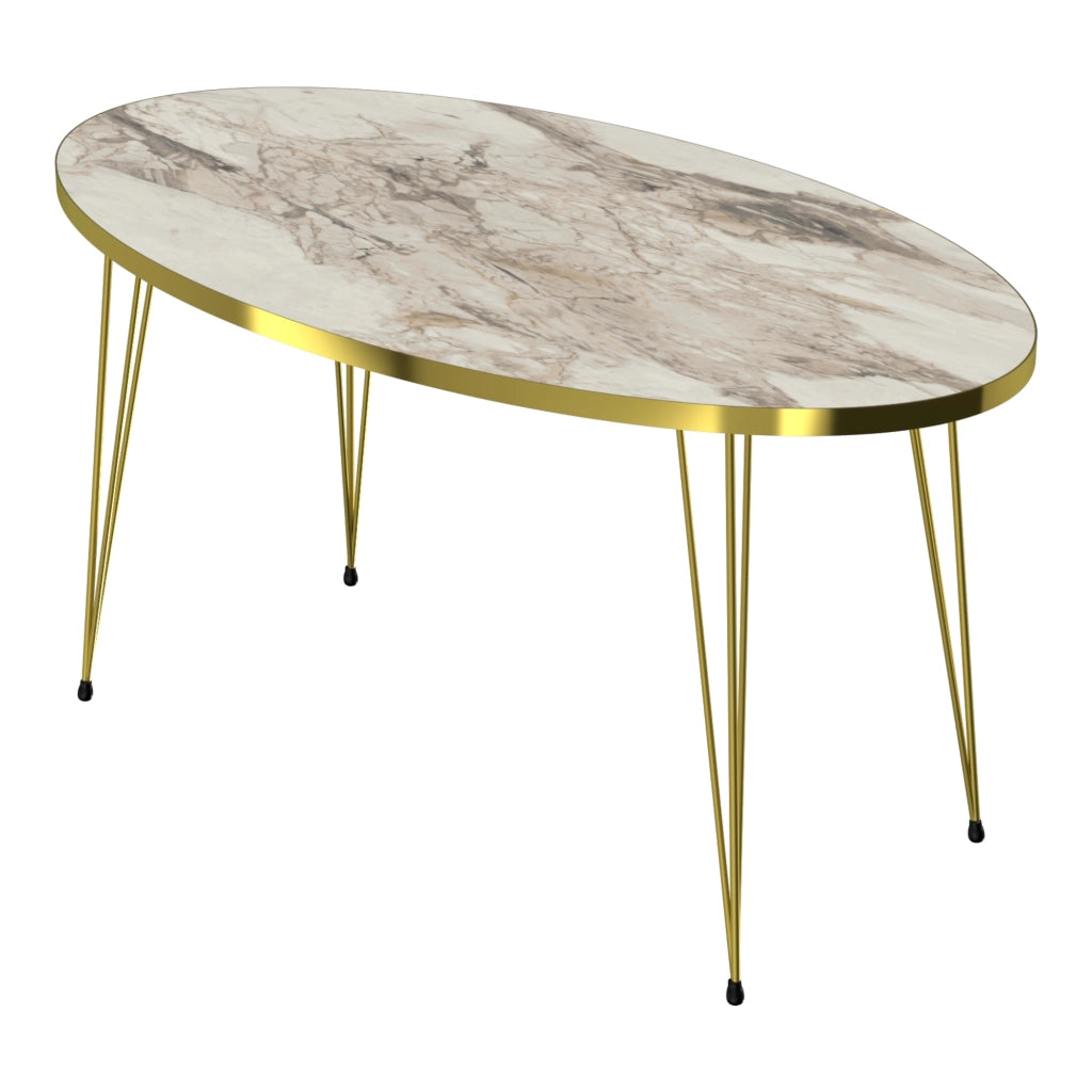 Tavolino Basso da caffè 'Skævinge' (AxLxP) 43 x 90 x 50 cm Tavolino da Salotto con 4 Gambe a Forcina e Piano Ovale -