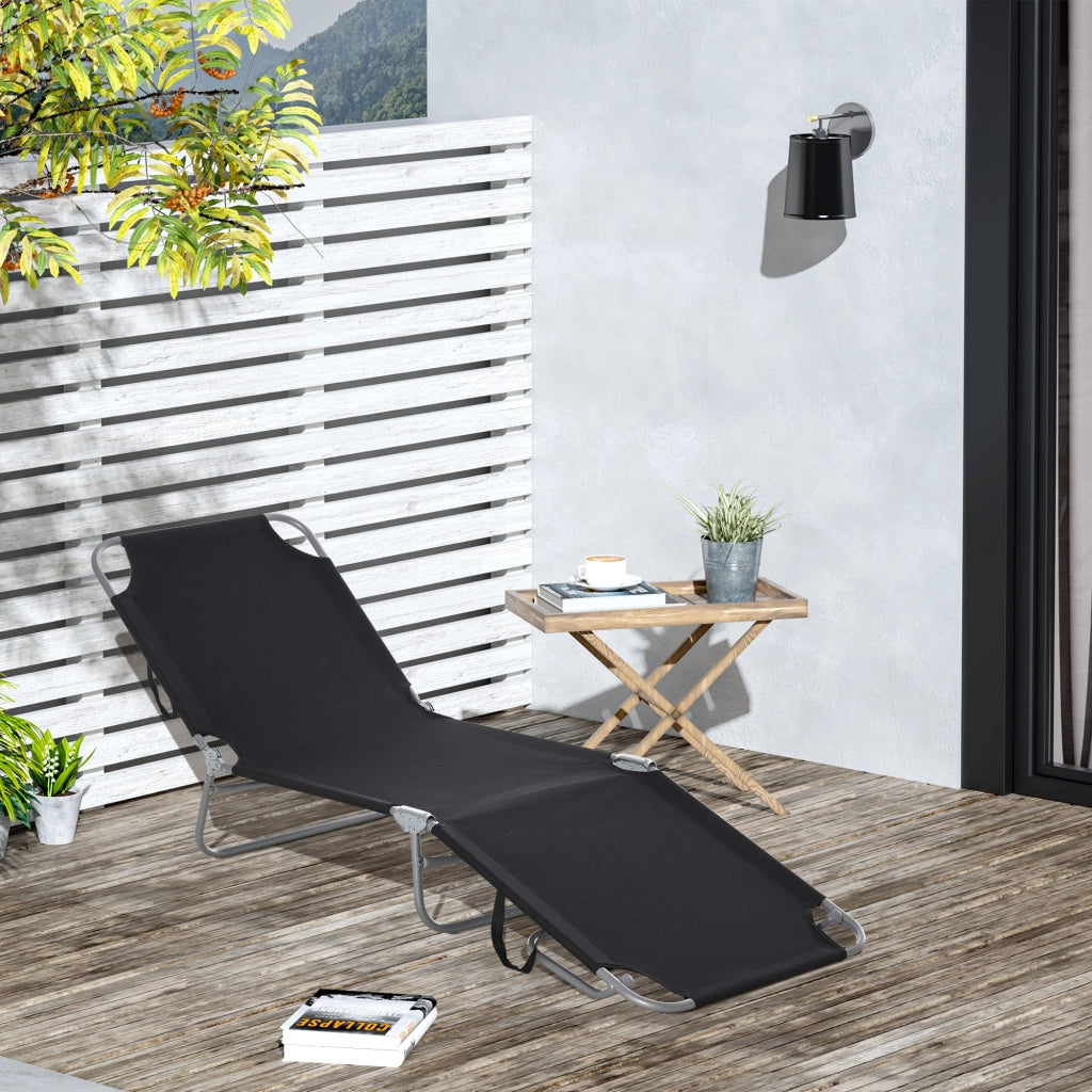 Sdraio Pieghevole Regolabile Poltrona Esterno Polyester Nero ¨C zephmum ¨C Metallico
