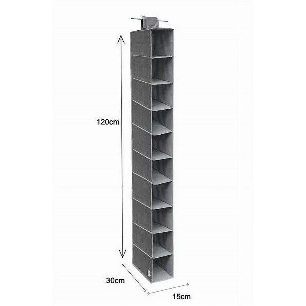 Trade Shop - Organizer Armadio Portatutto Pensile Scarpe Borse 10 Ripiani 15x30x120 Cm 69705 -