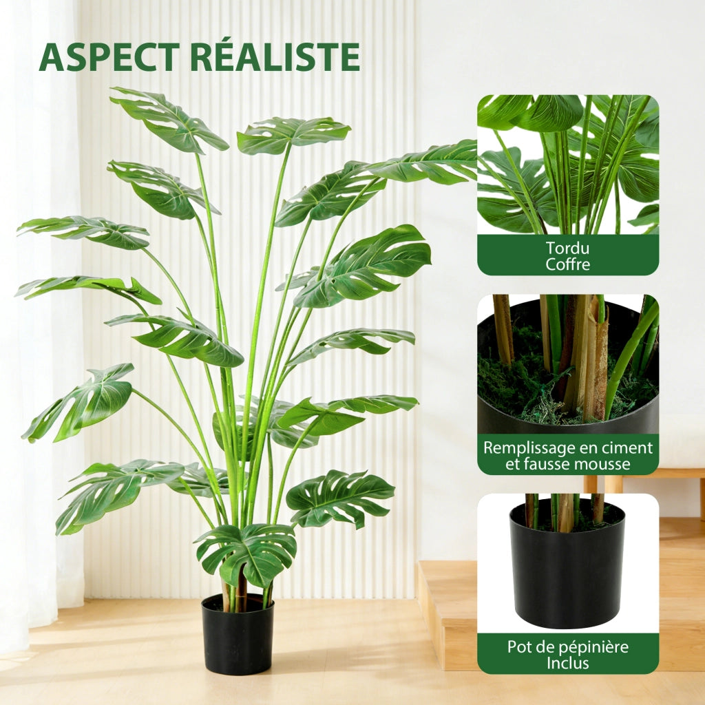 Pianta artificiale Monstera Deliciosa con vaso ¨C Minimal ¨C verde, altezza 150 cm
