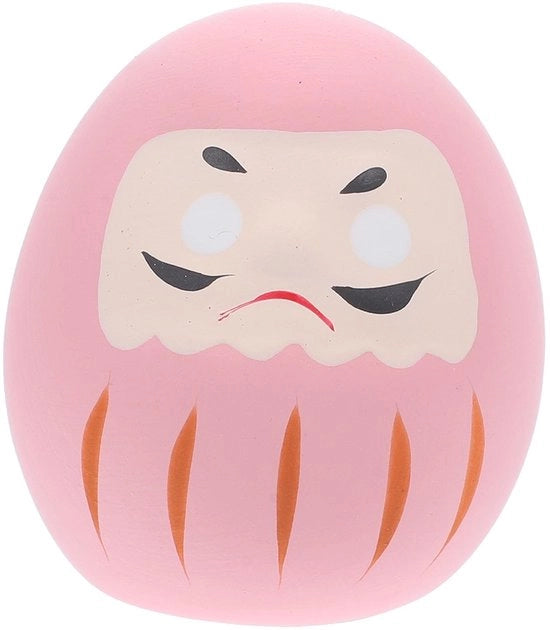 Decorazione per ufficio in ceramica - Figura di Daruma rossa - Gatto felice - Miniaturo di Daruma - Ideale per casa e ufficio
