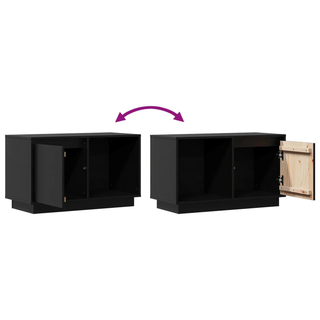 Mobile TV multimediale scaffale TV credenza TV sala da pranzo soggiorno camera da letto 74 x 35 x 44 cm legno di pino massiccio nero 02_0026209