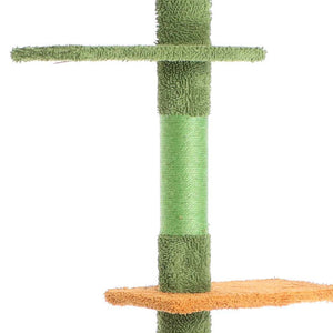 Fudajo Albero tiragraffi a soffitto verde 229-275cm Altezza regolabile con 4 livelli e sisal Gatti