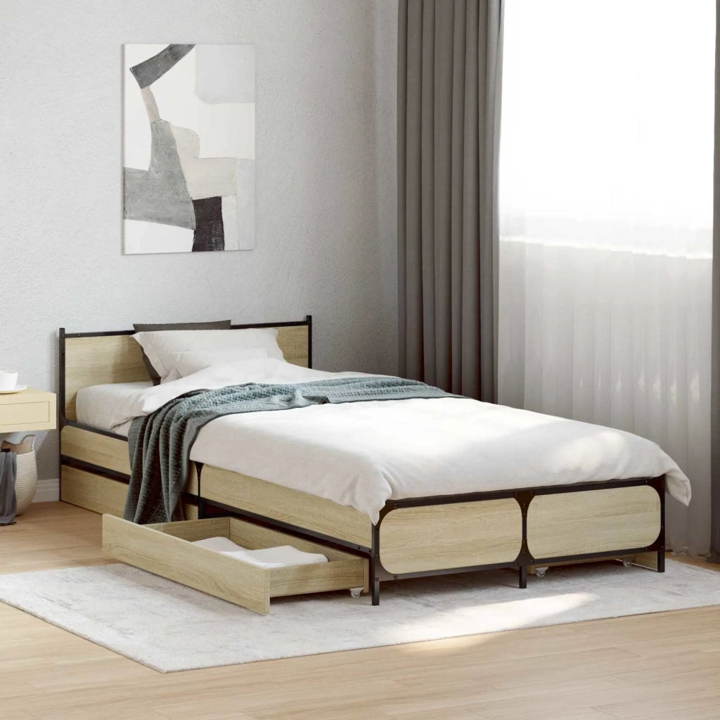 Struttura letto con testata con ruota Rovere Sonoma 80 x 200 cm 3429693