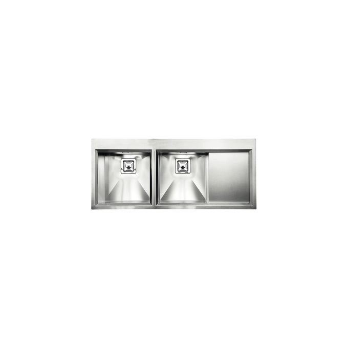 CM 012847.S3.01.2033 GLAMOUR MIX Lavello da Incasso 2 Vasche a Sinistra con Gocciolatoio Acciaio Inox Satinato (116x50x23 cm) colore Inox