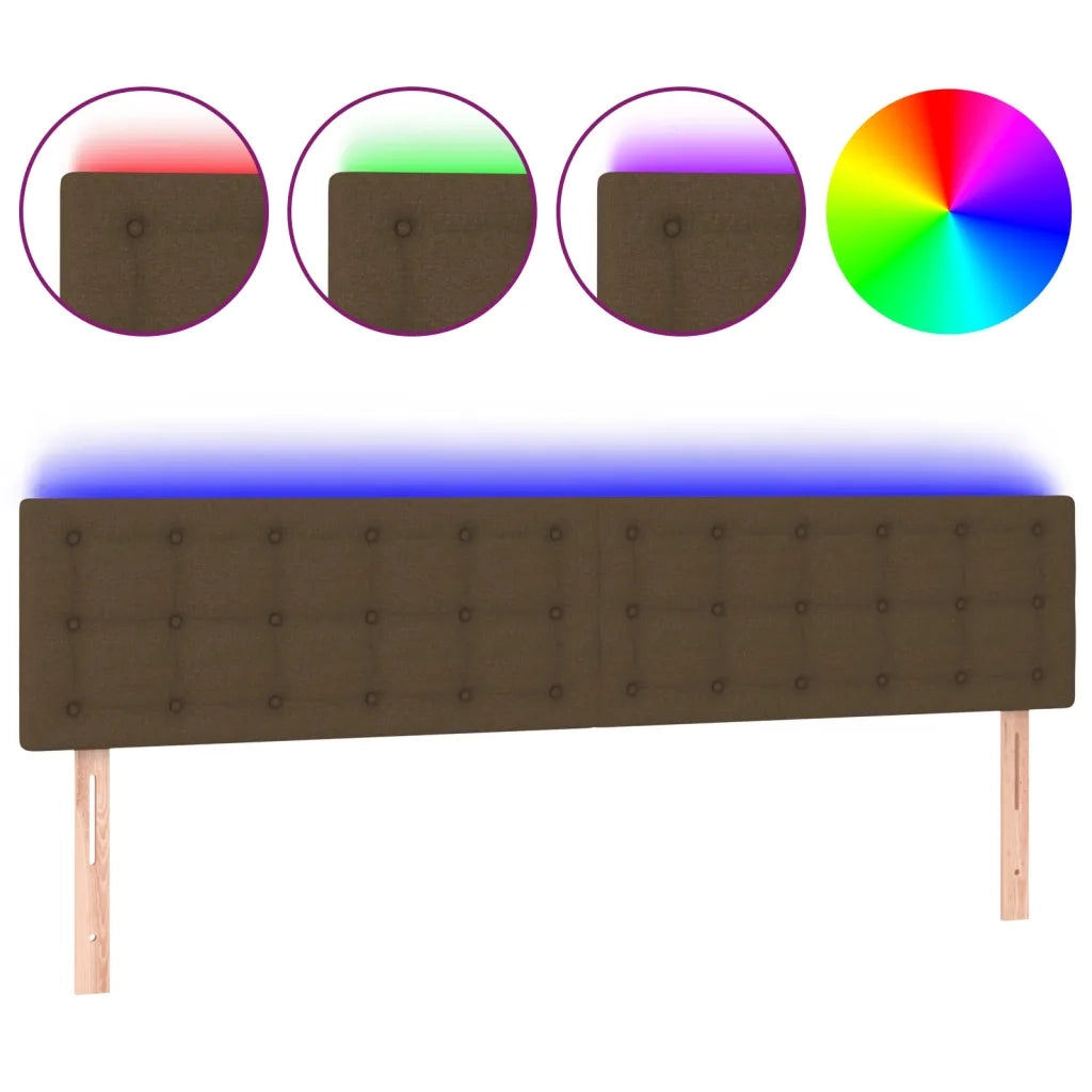Testiera | Testata a LED Marrone Scuro 180x5x78/88 cm in Tessuto