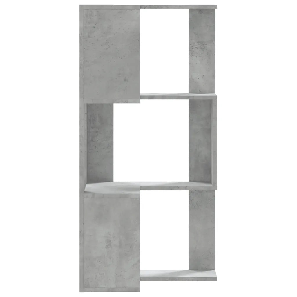 Libreria Angolare 3 Ripiani-Scaffale per Libri-Mobile di Stoccaggio Grigio Cemento 50x50x102 cm Legno