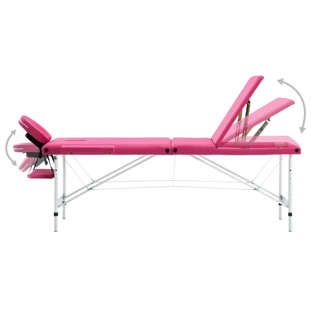 Lettino da Massaggio a 3 Sezioni in Alluminio Rosa CFW8945459