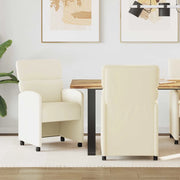 Sedie da Pranzo con Ruote con ruote 2 pcs Crema 58 x 65 x 98 cm 42017884