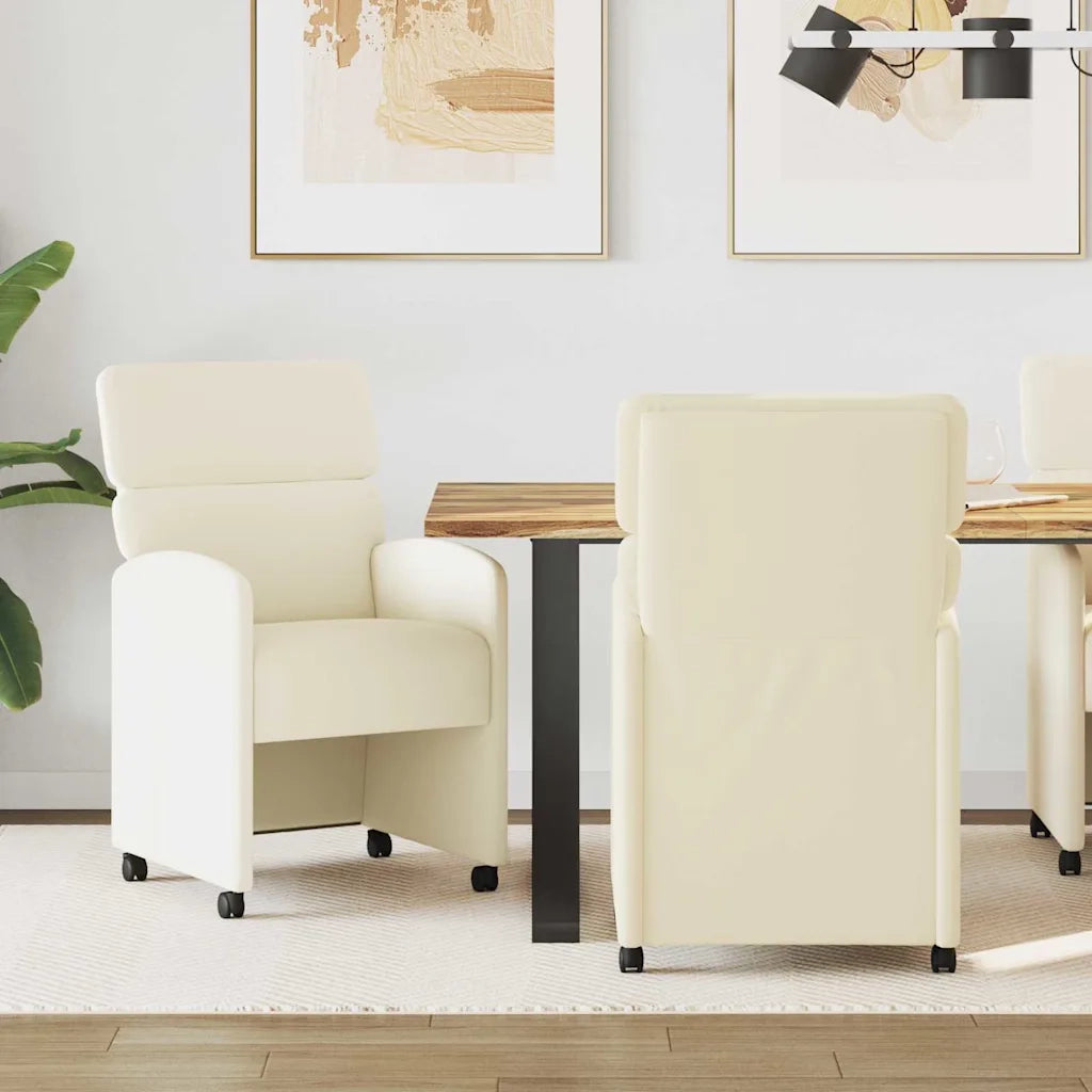 Sedie da Pranzo con Ruote con ruote 2 pcs Crema 58 x 65 x 98 cm 42017884