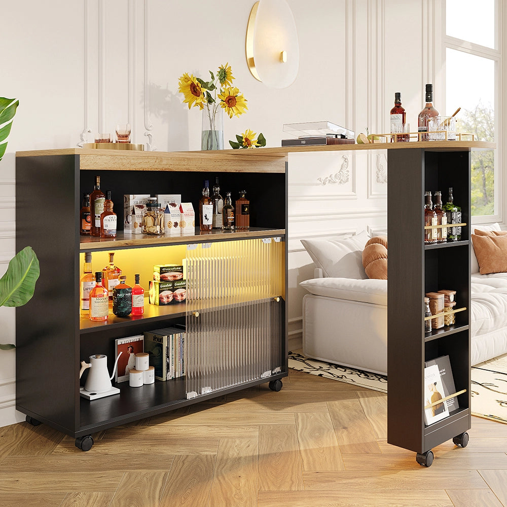 Buffet bar estensibile con LED - Xylo - Nera