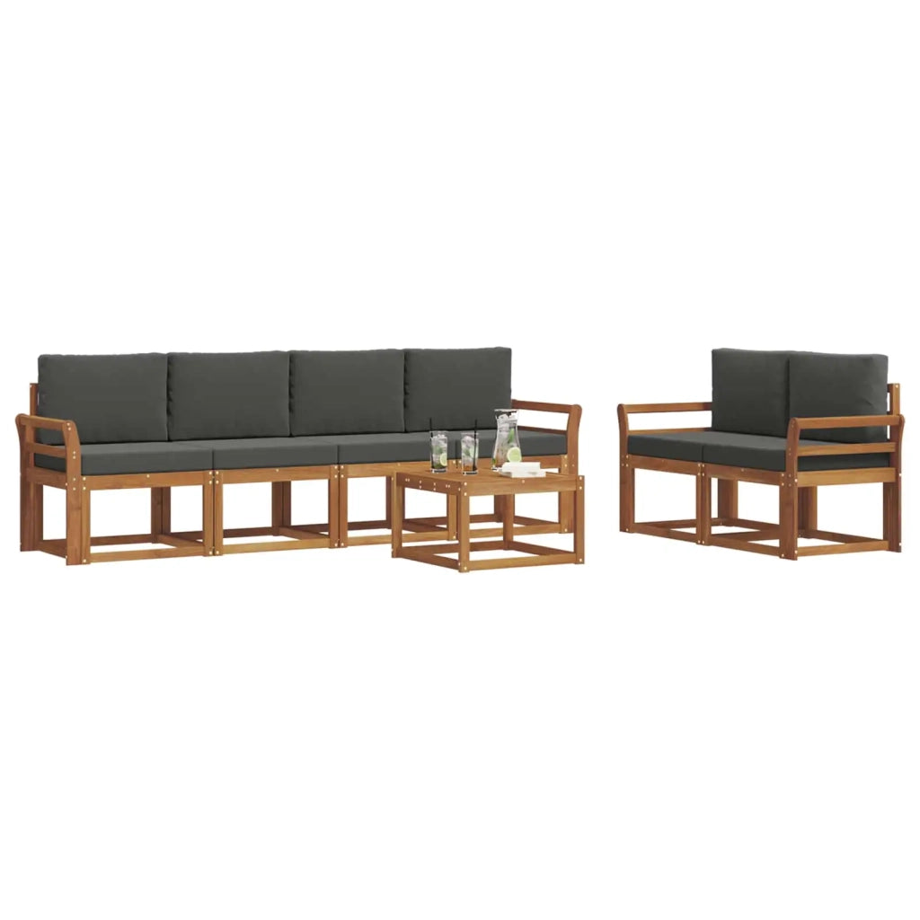 Set di divani da esterno con cuscino 7 pcs Naturale e Antracite
