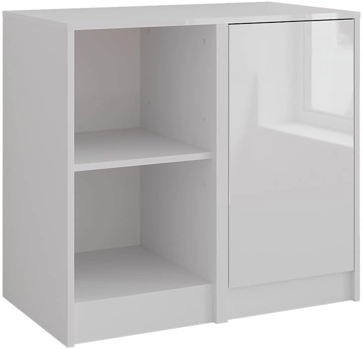 Credenza Sherry, Bianco/bianco lucido, 80.2 x 76 cm 2 parti, adatto per riporre abbigliamento e accessori