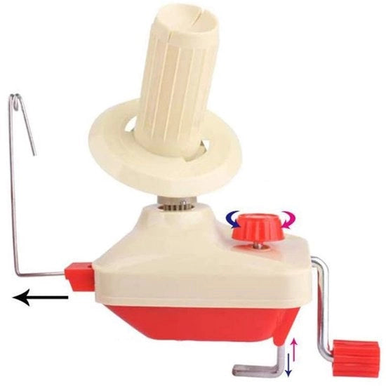 Winder Portatile a Maglia - Manuale e Rapido - Beige Rosso - Ideale per Maglia e Pizzo - Curato della Palla di Filo e della Spola - Adatto per Uso Casa.