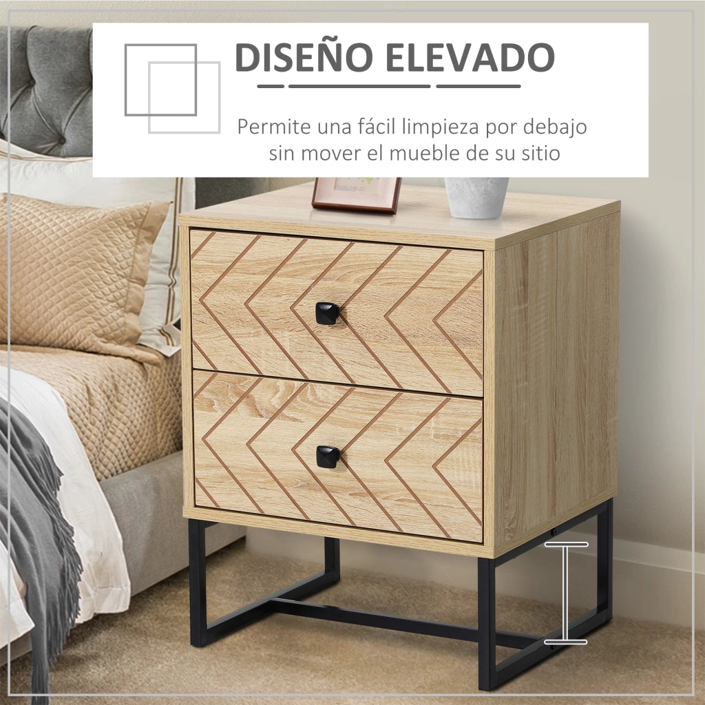 Comodino con 2 Cassetti in Legno ¨C Zephmum ¨C 48x39,5x60 cm