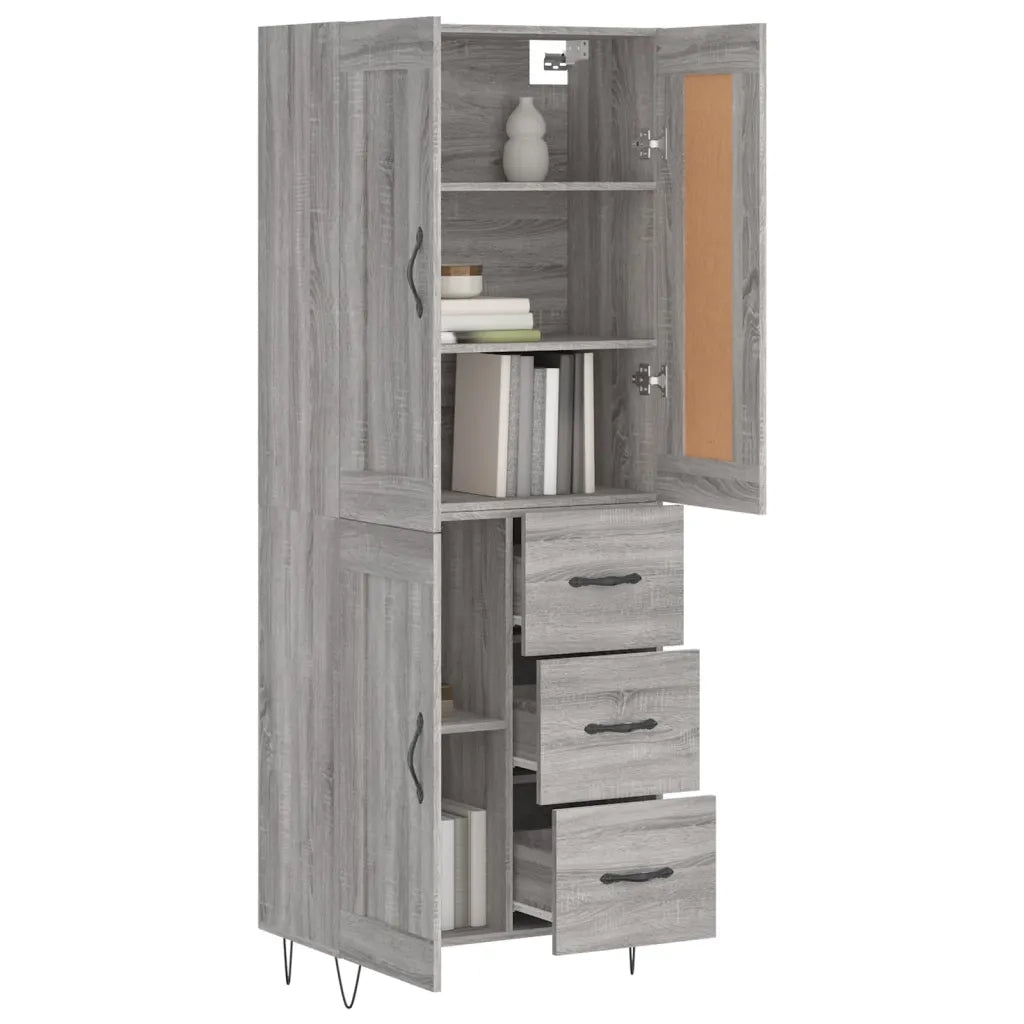 Credenza Grigio Sonoma 69,5x34x180 cm in Legno Multistrato 3200039