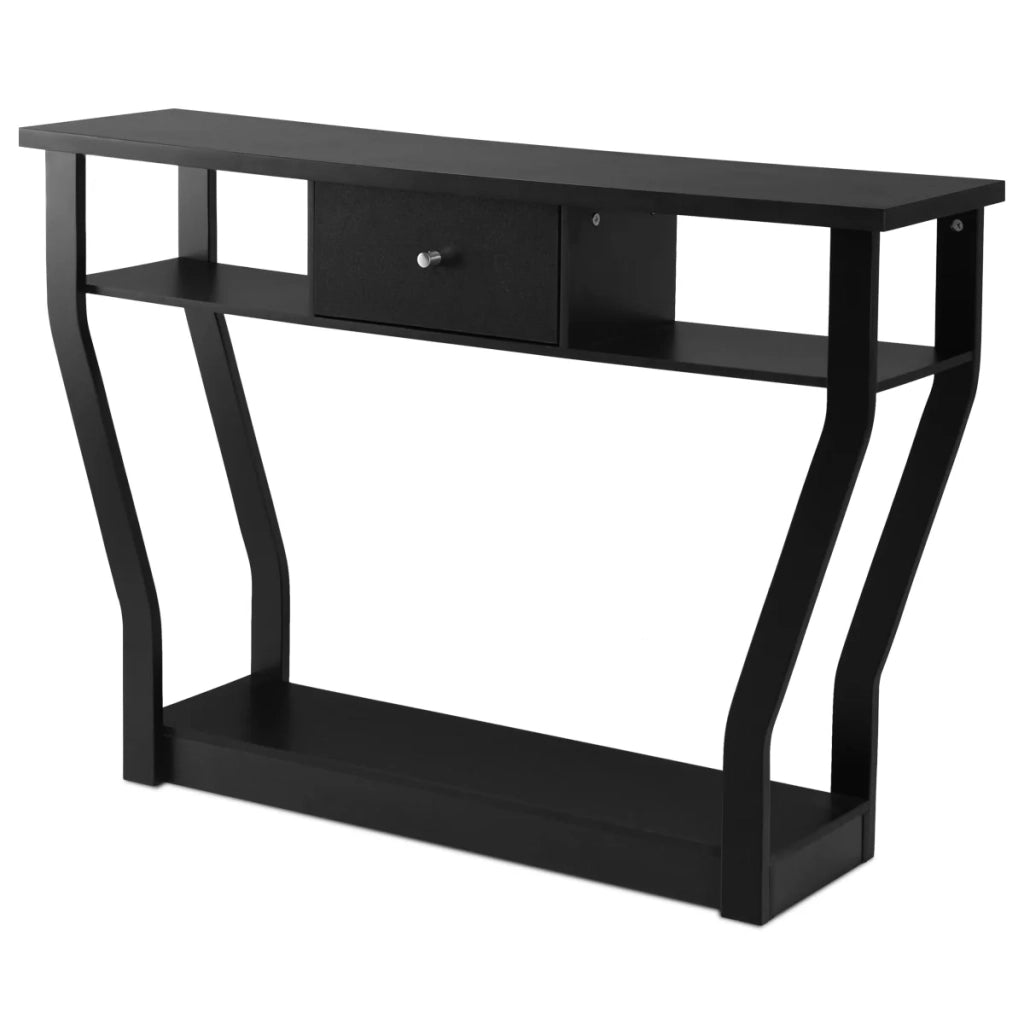 Tavolo consolle vintage 120 x 30 x 81 cm con cassetto e moderno spazio di archiviazione in MDF nero 20_0020589