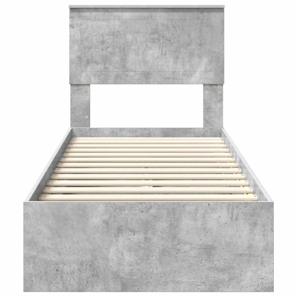 Letto con Contenitore con testiera Grigio cemento 75 x 190 cm