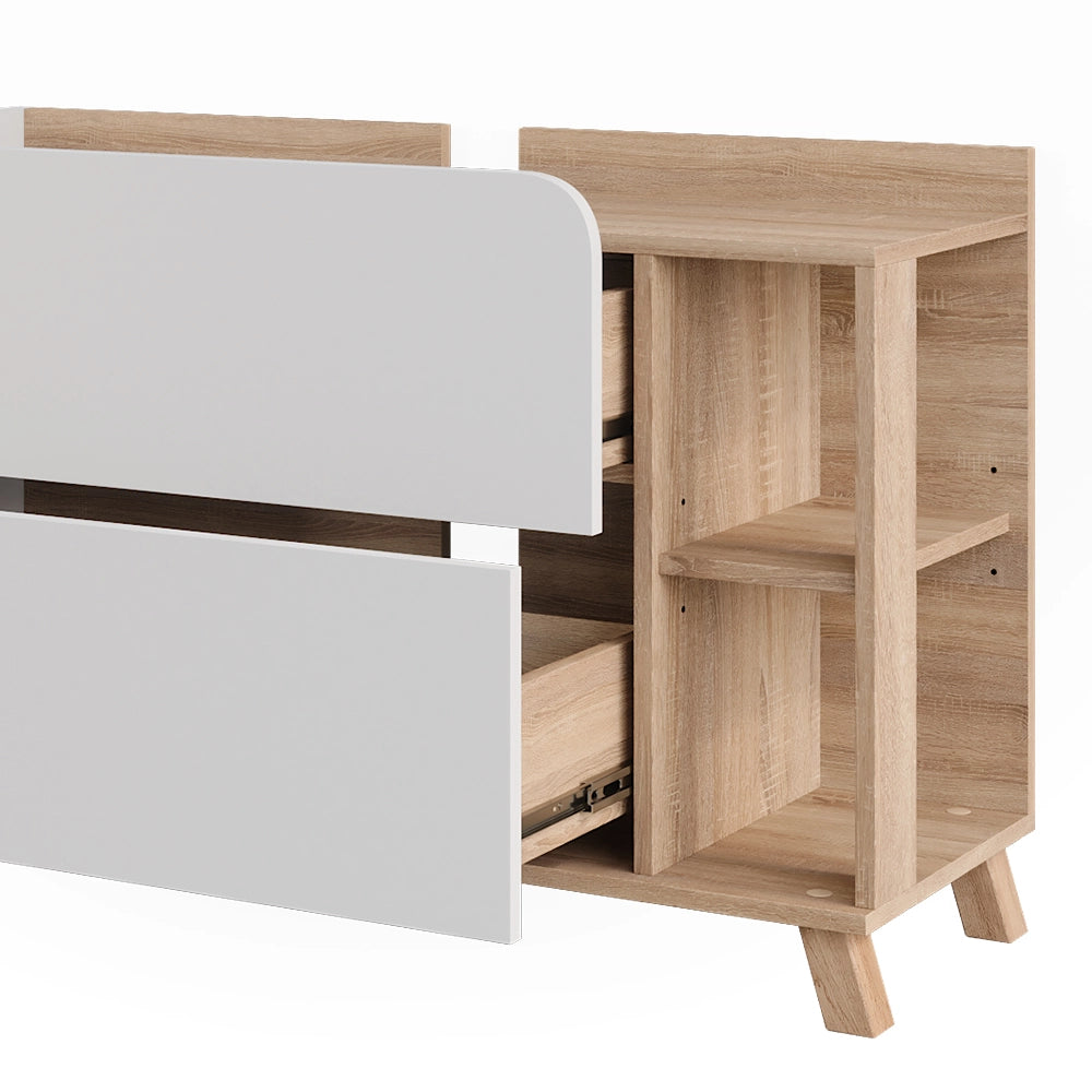 Vicco Mobiletto per lavabo Sonoma/Bianco 100 x 65 cm con 2 cassetti