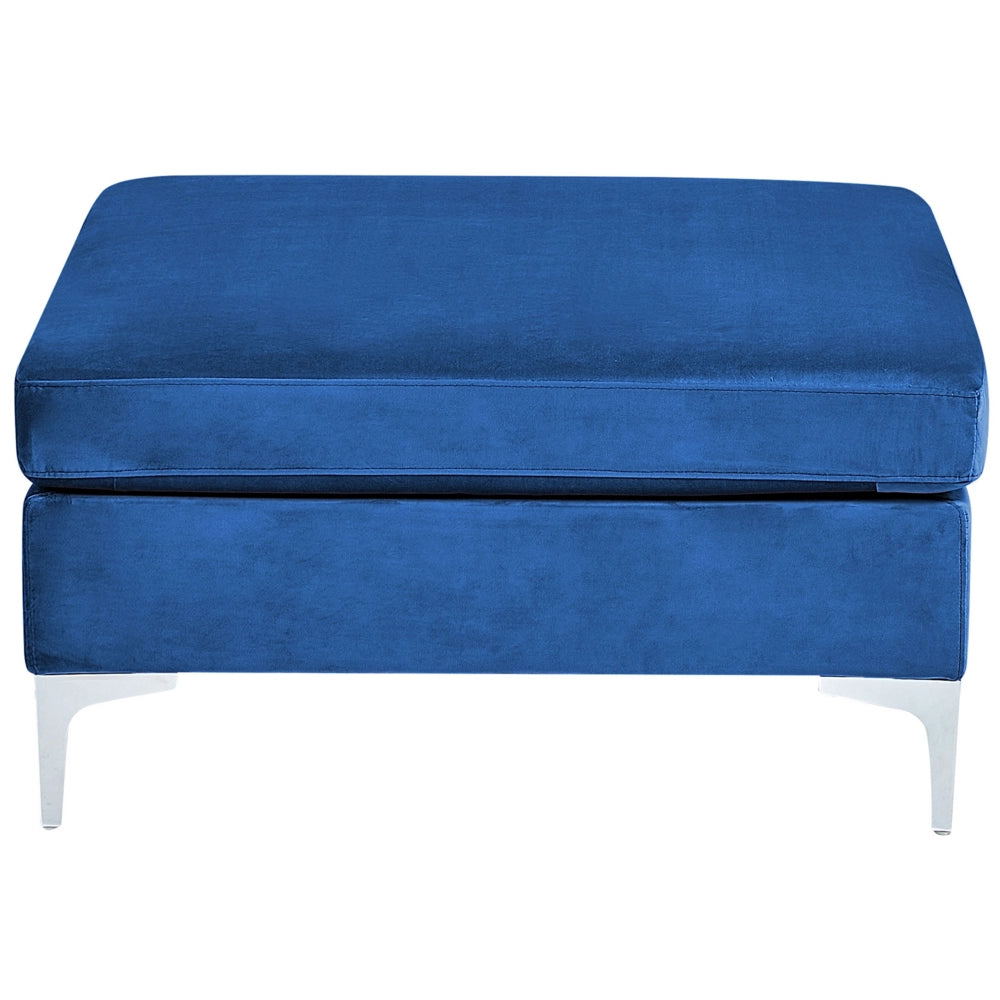 Ottomana con cuscino superiore in velluto blu marino ottomana Gambe in metallo argentato Stile glamour