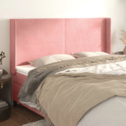 Testiera ad Orecchio-Testata con Orecchie Rosa 203x16x118/128 cm in Velluto 275196