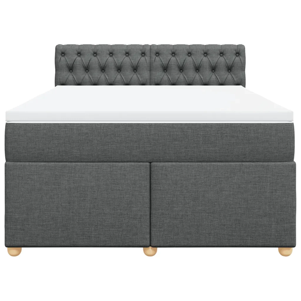 Giroletto a Molle con Materasso Grigio Scuro 140x190 cm Tessuto