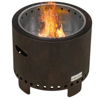 Braciere da Giardino, Stufa Senza Fumo in Metallo e Acciaio Inossidabile, Resistente alle Intemperie, 45 x 45 x 42 cm, Nero e Bronzo