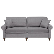 Divano a 3 posti in tessuto grigio stile Chesterfield con schienale basso