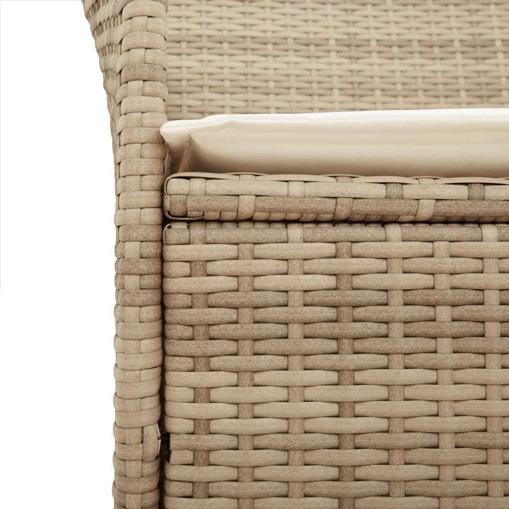 Sedie Giardino con Cuscini 2 pz Beige Polyrattan Legno Massello 368719