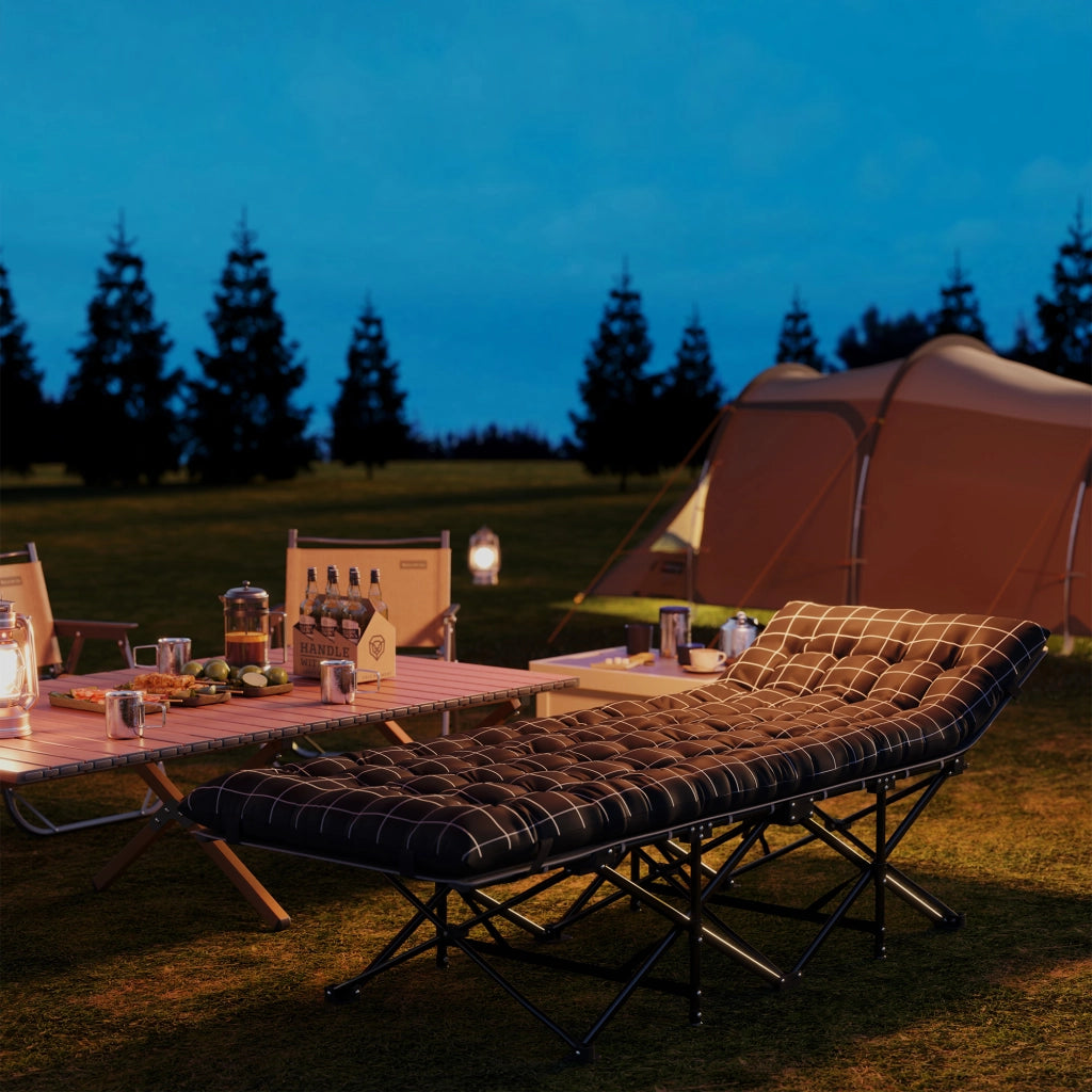 Letto da campeggio pieghevole con materasso ¨C zephmum ¨C Nero, metallo, 90x200 cm