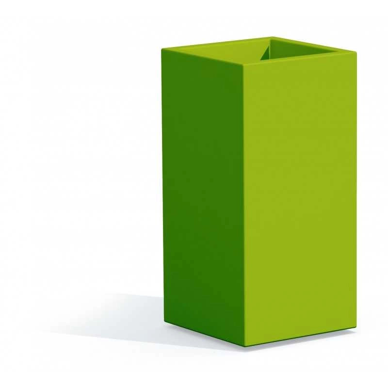 Vaso alto moderno di design 40x40 H80 in polimero verde resistente per interno ed esterno - Made in Italy - Monacis