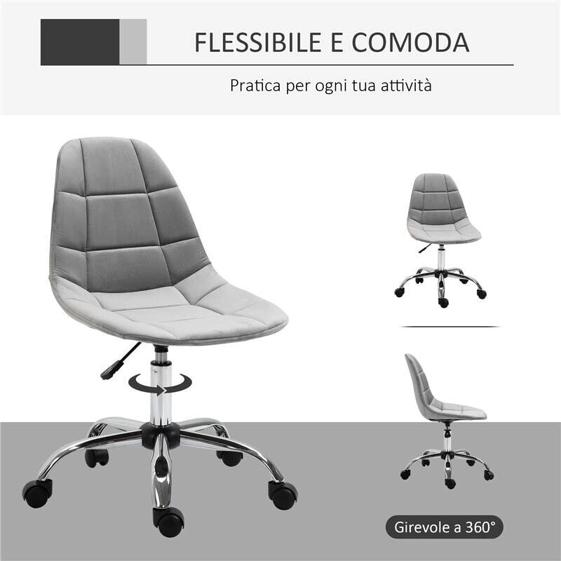 SEDIA GIREVOLE PER SCRIVANIA UFFICIO ERGONOMICA REGOLABILE GRIGIO
