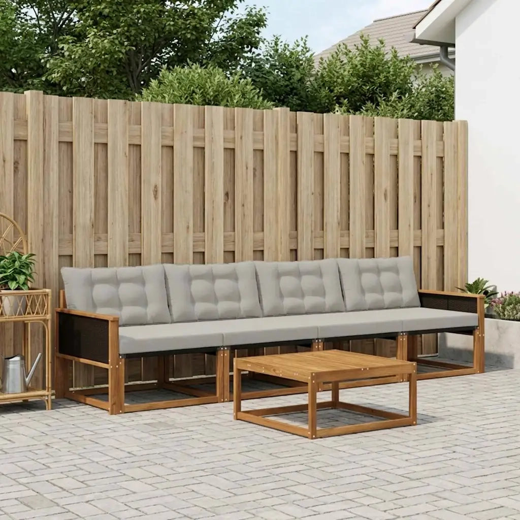Set di divani da esterno 5 pcs Naturale e Grigio Chiaro 3381223