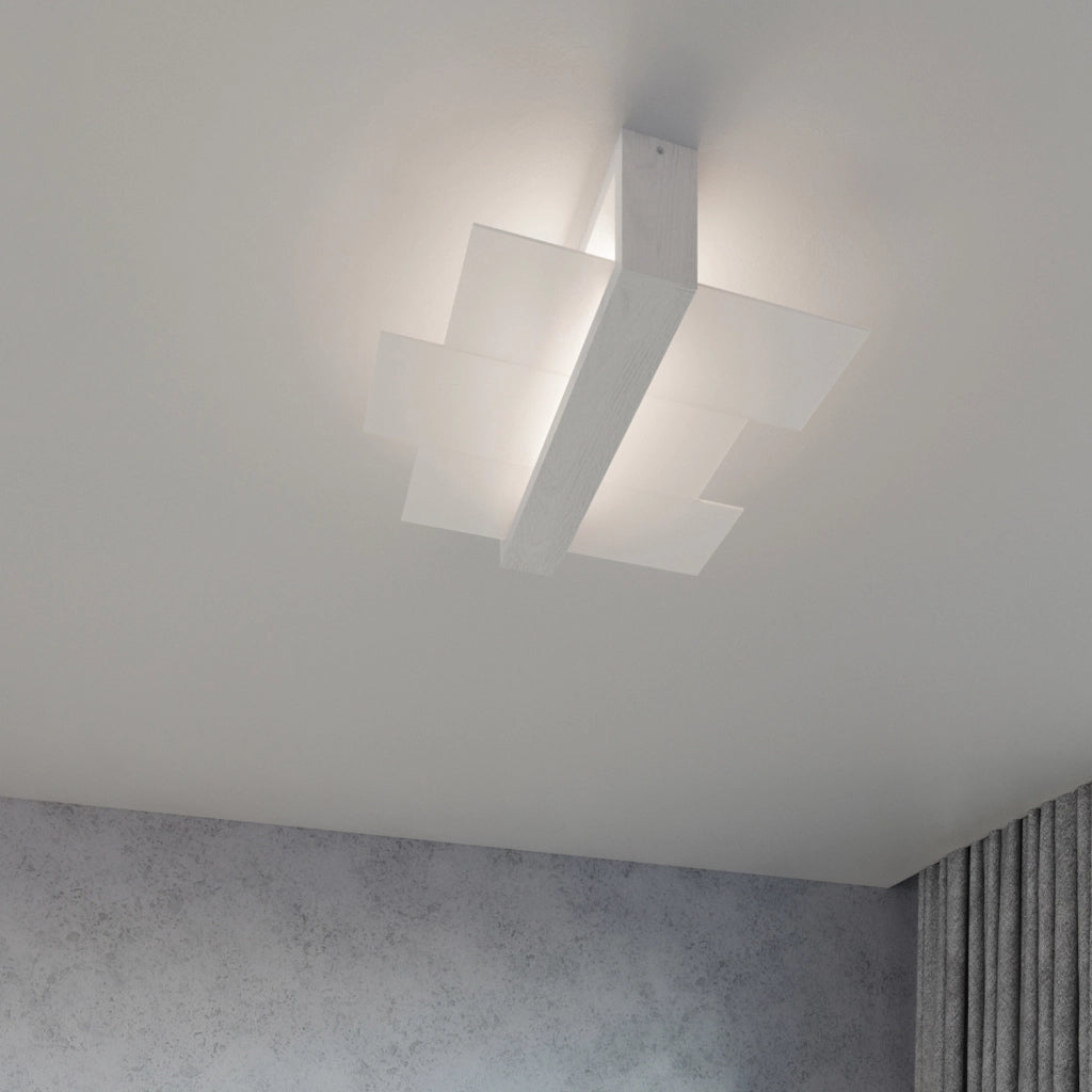 Applique REBIRD 1 bianca vetro/legno E27 Pure Lume PU.0079