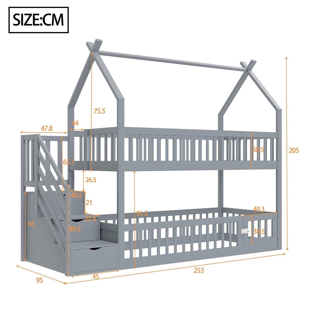 Letto a castello - Xylo - 90x200 cm legno con cassetti