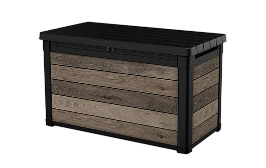 Baule Contenitore da Giardino 380L Keter Signature Deco Box 100 in Resina Effetto Legno Noce