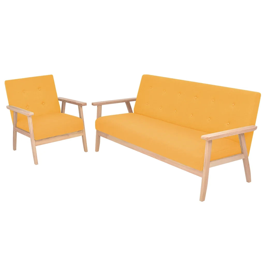 Set di Divani 2 pz in Tessuto Giallo cod mxl 24370