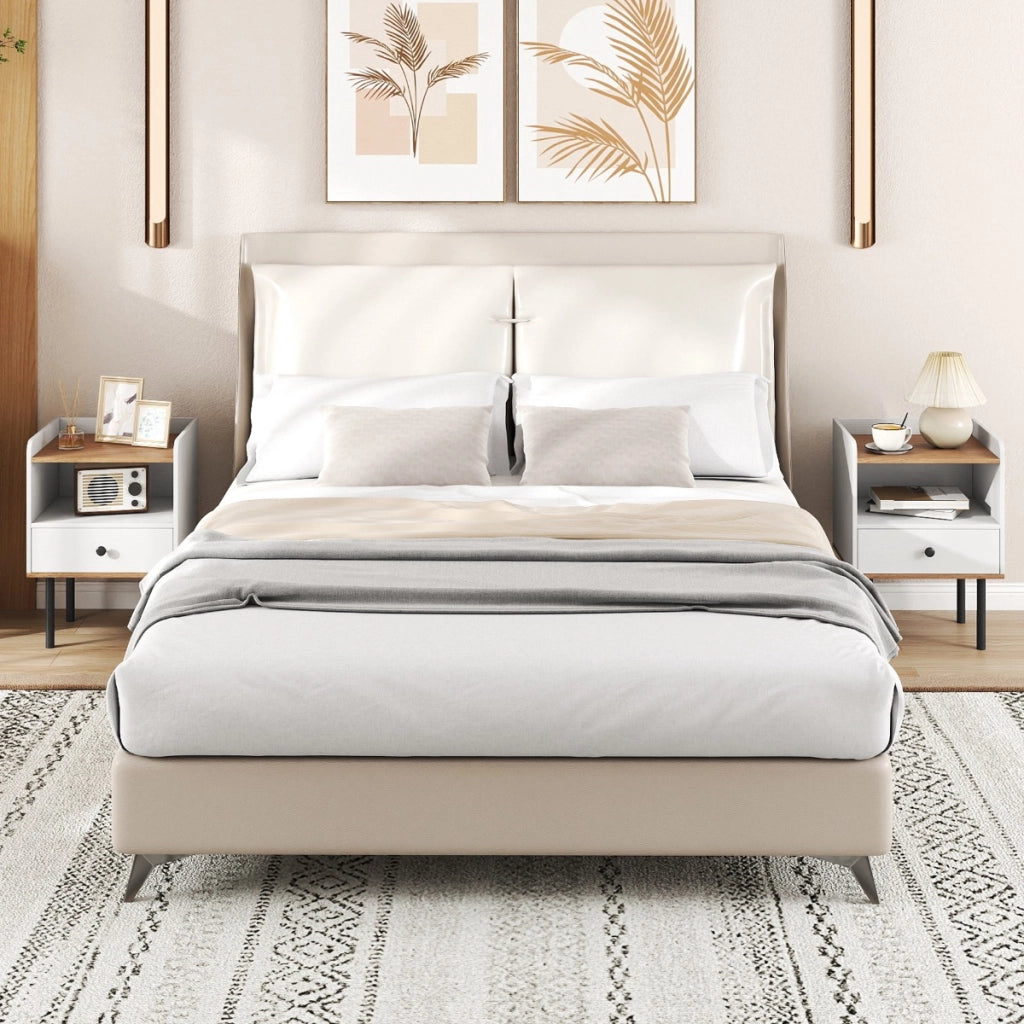 Comodino tavolino da letto con cassetto e ripiano aperto per soggiorno, Comodino camera da letto e spazi ridotti Bianco-Comodini
