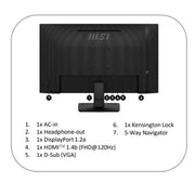 Msi pro mp271a e2 monitor pc 68,6 cm (27") 1920 x 1080 pixel full hd lcd nero - 9S6-3PD0CT-001
